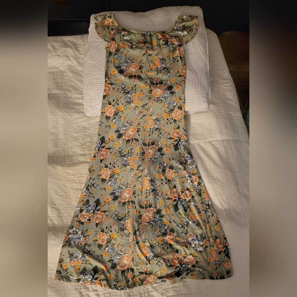 Super Soft Stretchy Long Floral Dress Large